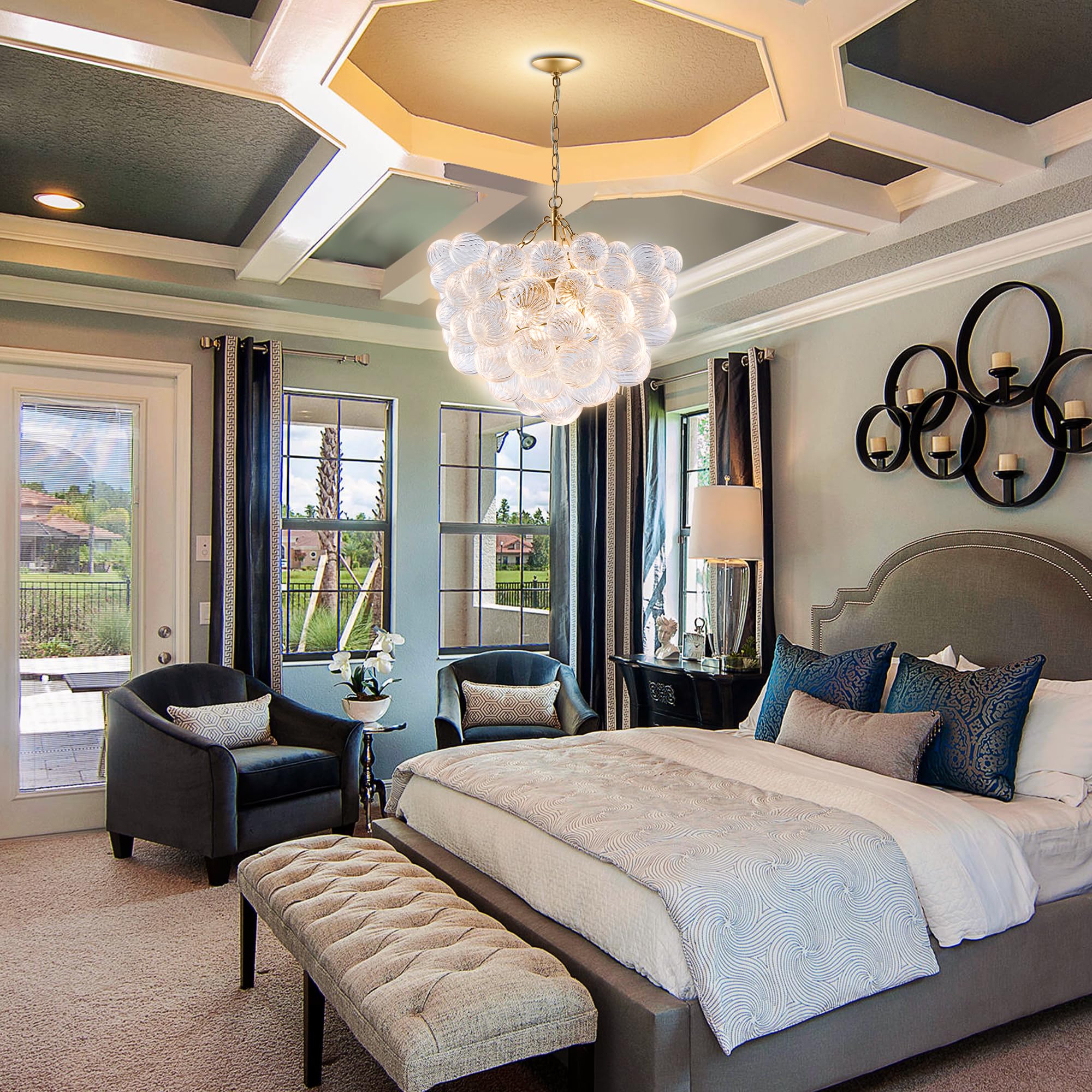 Longree four G9 LED bulbs illuminate softly for warm, adjustable ambience.