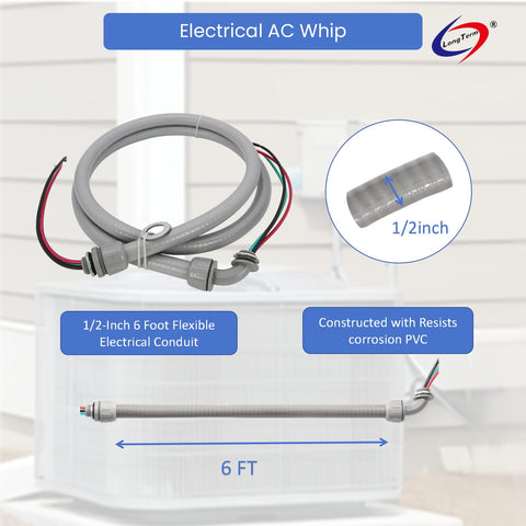 Long Term AC whip assembly 10-gauge wire color-coded for simple wiring
