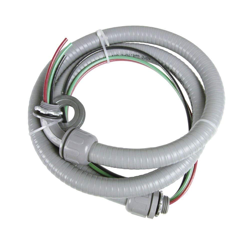 Long Term AC whip assembly half-inch conduit with straight connector for quick HVAC hookup