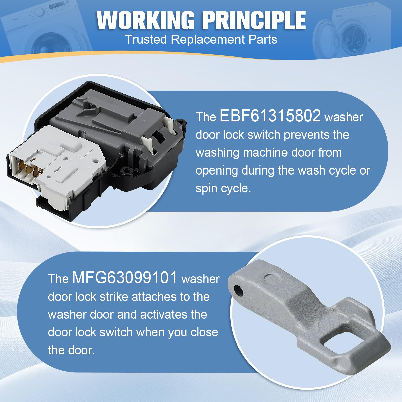 Lonsda Kenmore 796-series door lock assembly compatible with models