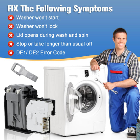 Lonsda washer door lock replacement kit with switch and strike