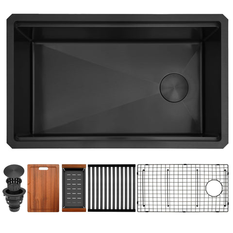 Lonsince black undermount sink with offset drain for flexible installation and extra cabinet space