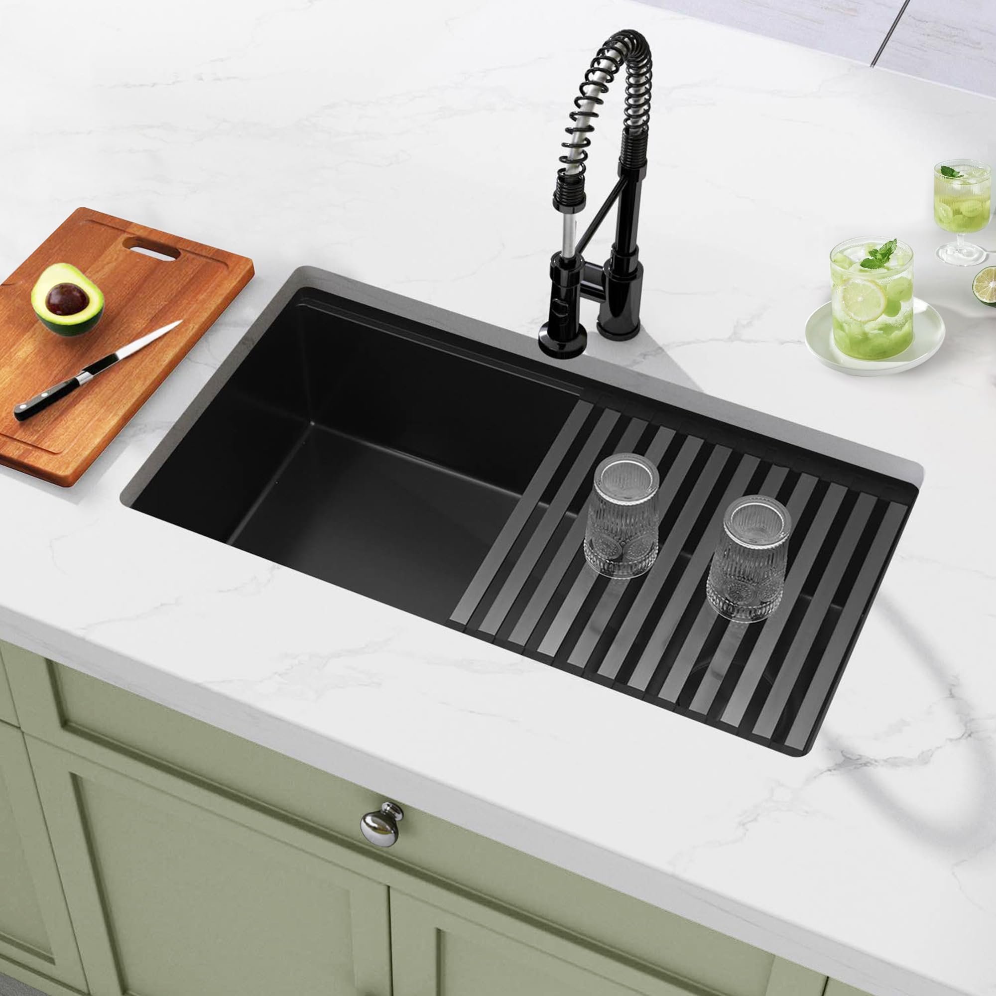 Lonsince sink includes colander and drain strainer for efficient rinsing