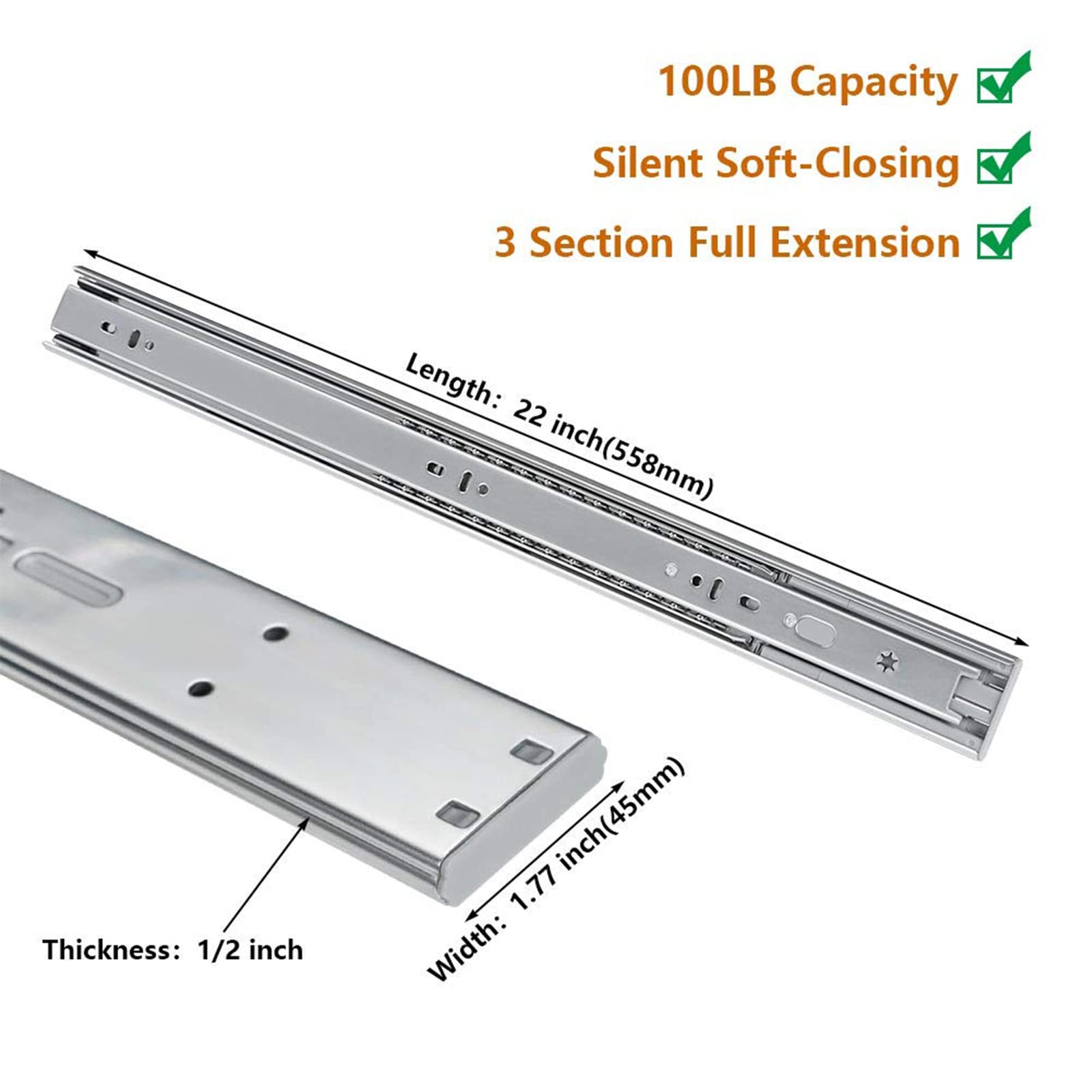 LONTAN 100-lb capacity rail demonstrates rugged, reliable support for heavy drawers