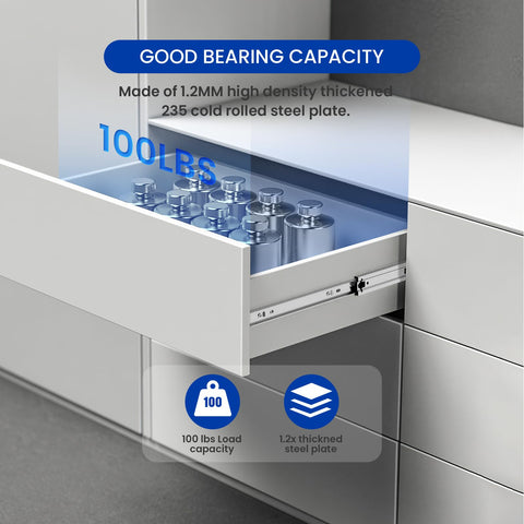 LONTAN 100lb capacity drawer glide supports heavy loads with stability
