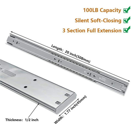 LONTAN full-extension drawer glides enabling complete access to contents.