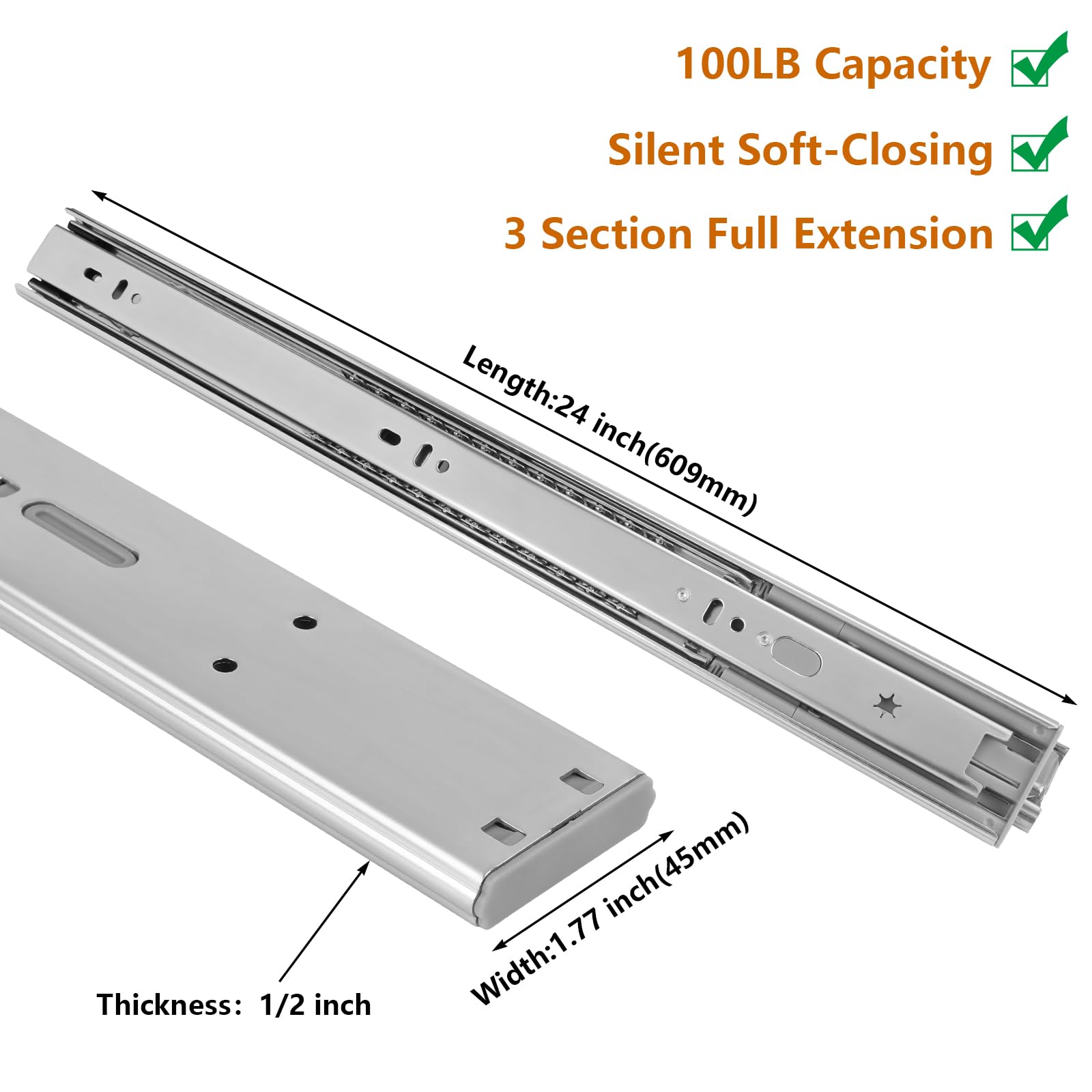 LONTAN drawer slide assembly with hardware shown for easy installation.