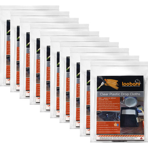 LOOBANI 10-piece drop cloth packaging for quick setup during painting