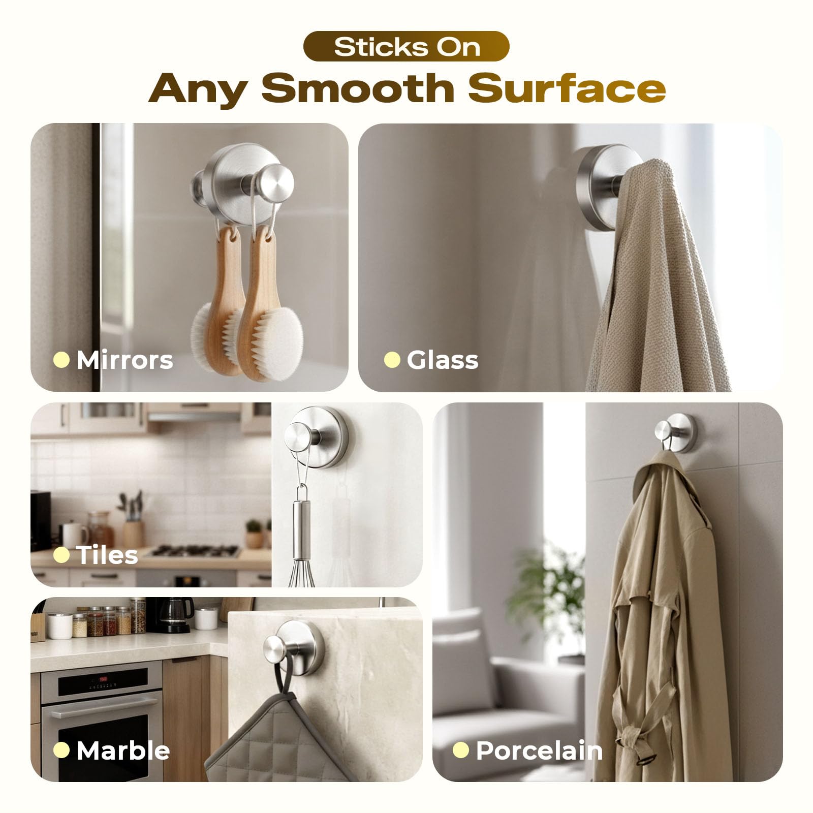 LOOHOI rustproof shower hook – maintains shine in humid bathrooms.