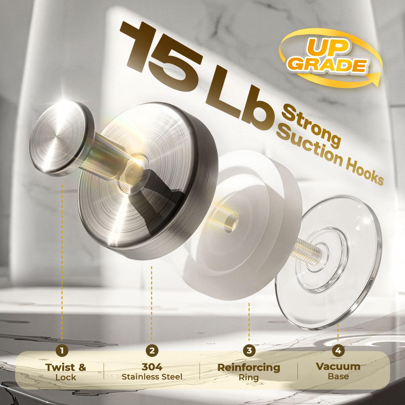 LOOHOI stainless steel towel and loofah hook for bathroom – rustproof and moisture resistant.