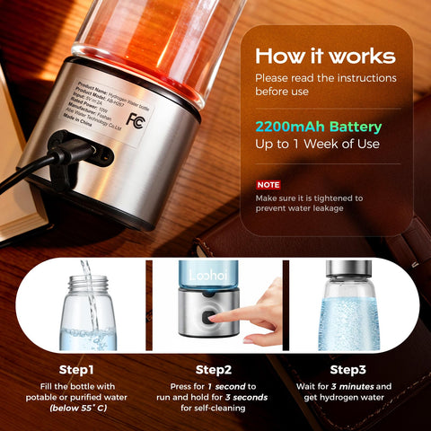 LOOHOI Hydrogen Water Bottle stainless-steel-cap focuses on secure, spill-free use.