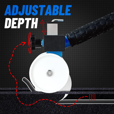 LookFox backer rod insertion tool side wheels show stable ground contact for precise depth control