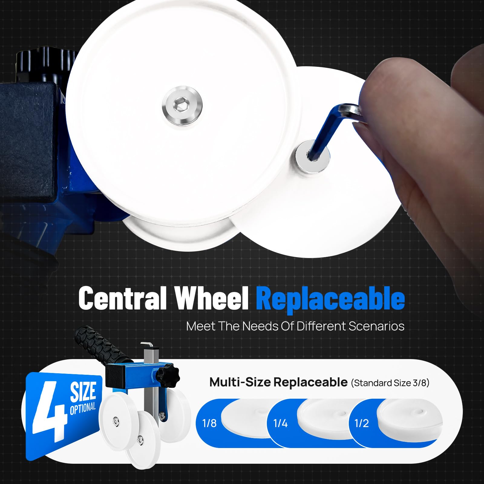 LookFox backer rod insertion tool standing-use feature with threaded rods for ergonomic road work