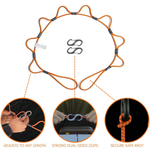 LoopRope multi-point tie-down adapts to awkward shapes.