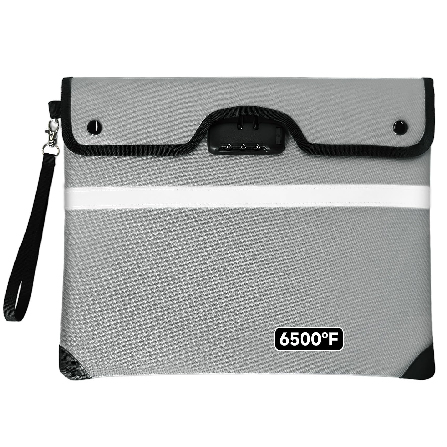 Loorow upgraded fireproof bag front view shows rugged exterior for valuables.