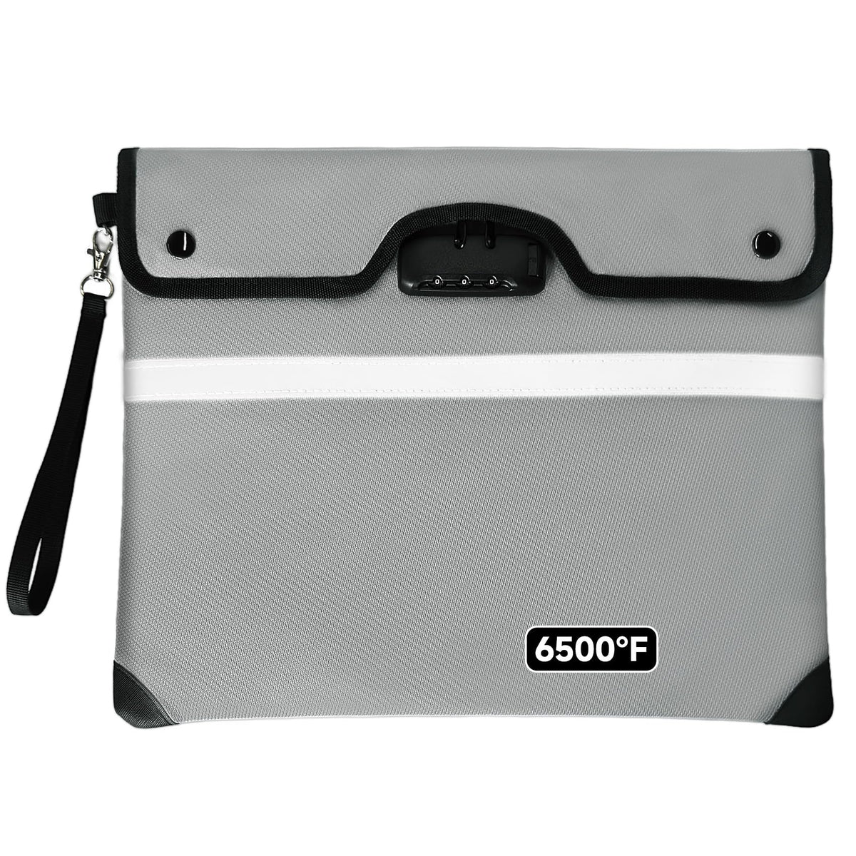 Loorow upgraded fireproof bag front view shows rugged exterior for valuables.