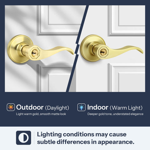 Detailed view of the brushed brass aesthetic of LOQRON hardware