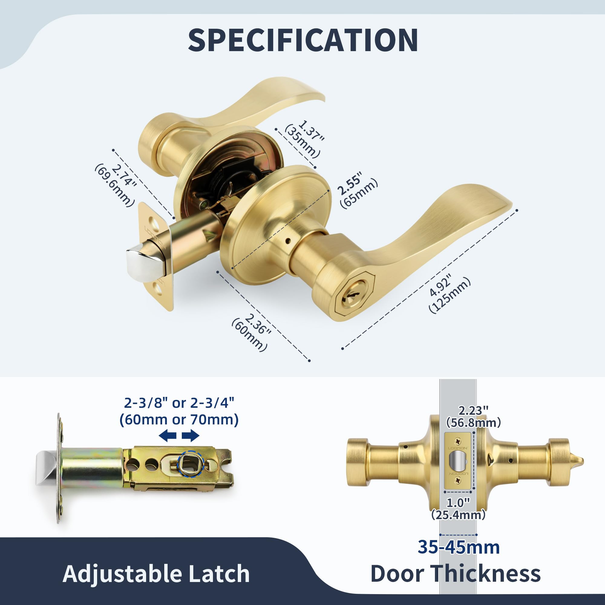LOQRON keyed entry door handle shown in an office entrance