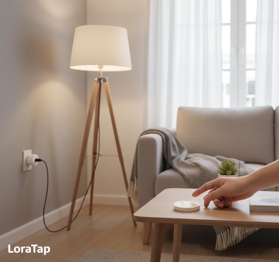 LoraTap blue LED indicator signals active status at a glance.