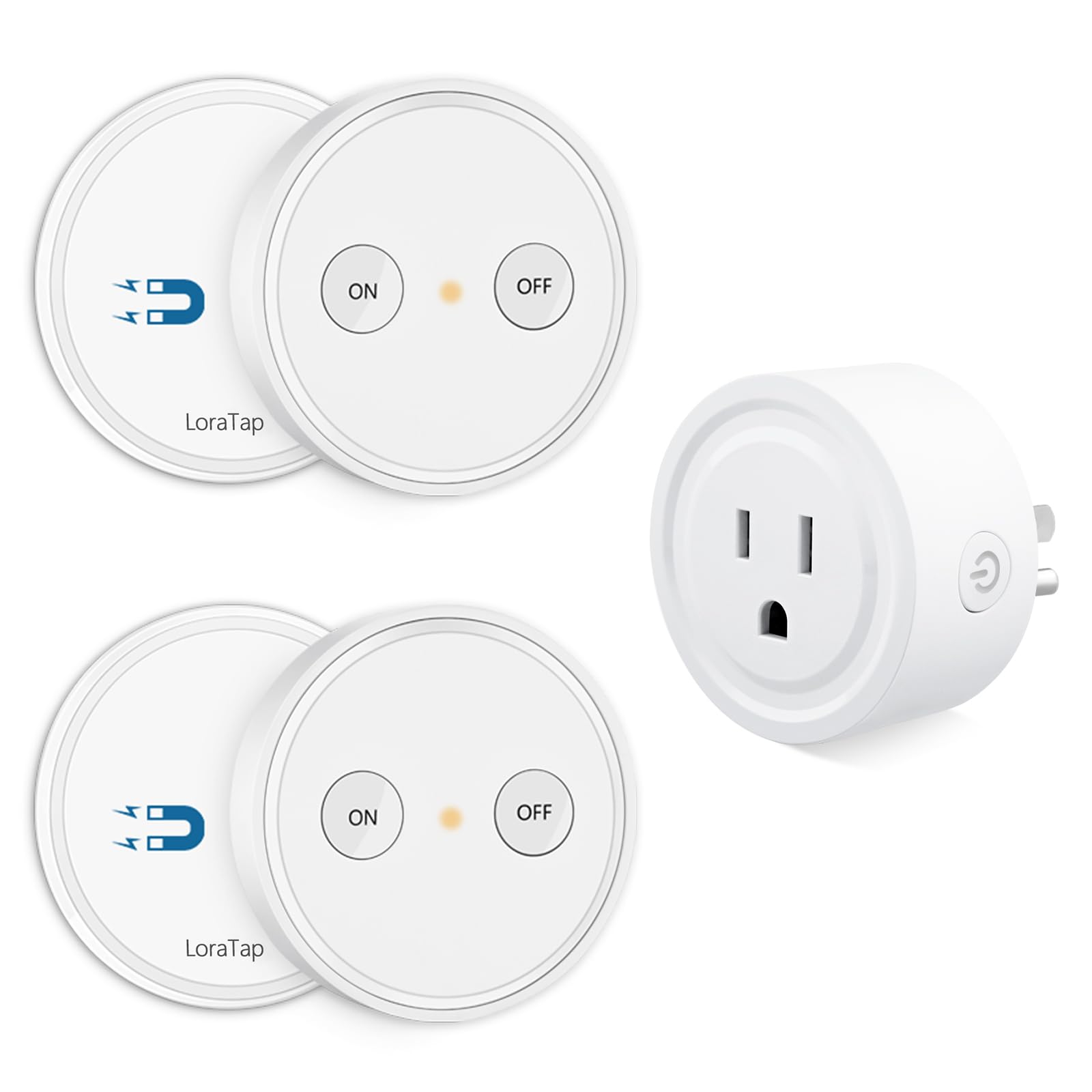 LoraTap mini remote outlet remotes control lamps and appliances from anywhere in the home.