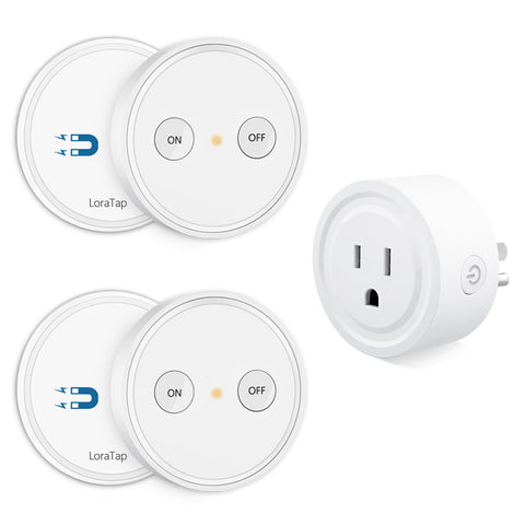LoraTap mini remote outlet remotes control lamps and appliances from anywhere in the home.