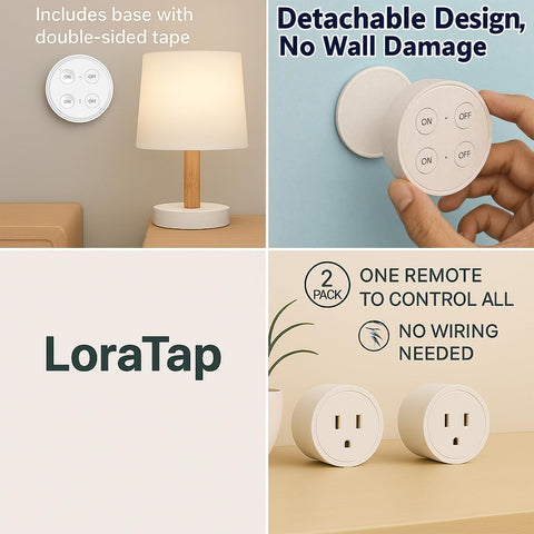 LoraTap range-focused remote supports through-wall control up to 100 ft indoors.