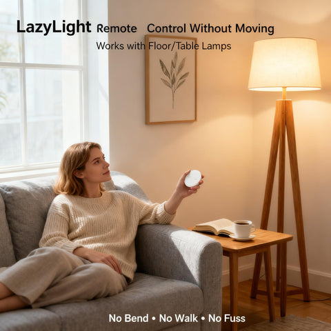 LoraTap remote in hand with comfortable grip for easy control