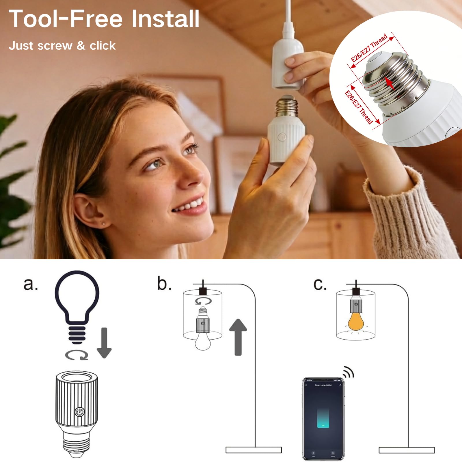 LoraTap installation for E26/E27 sockets in minutes