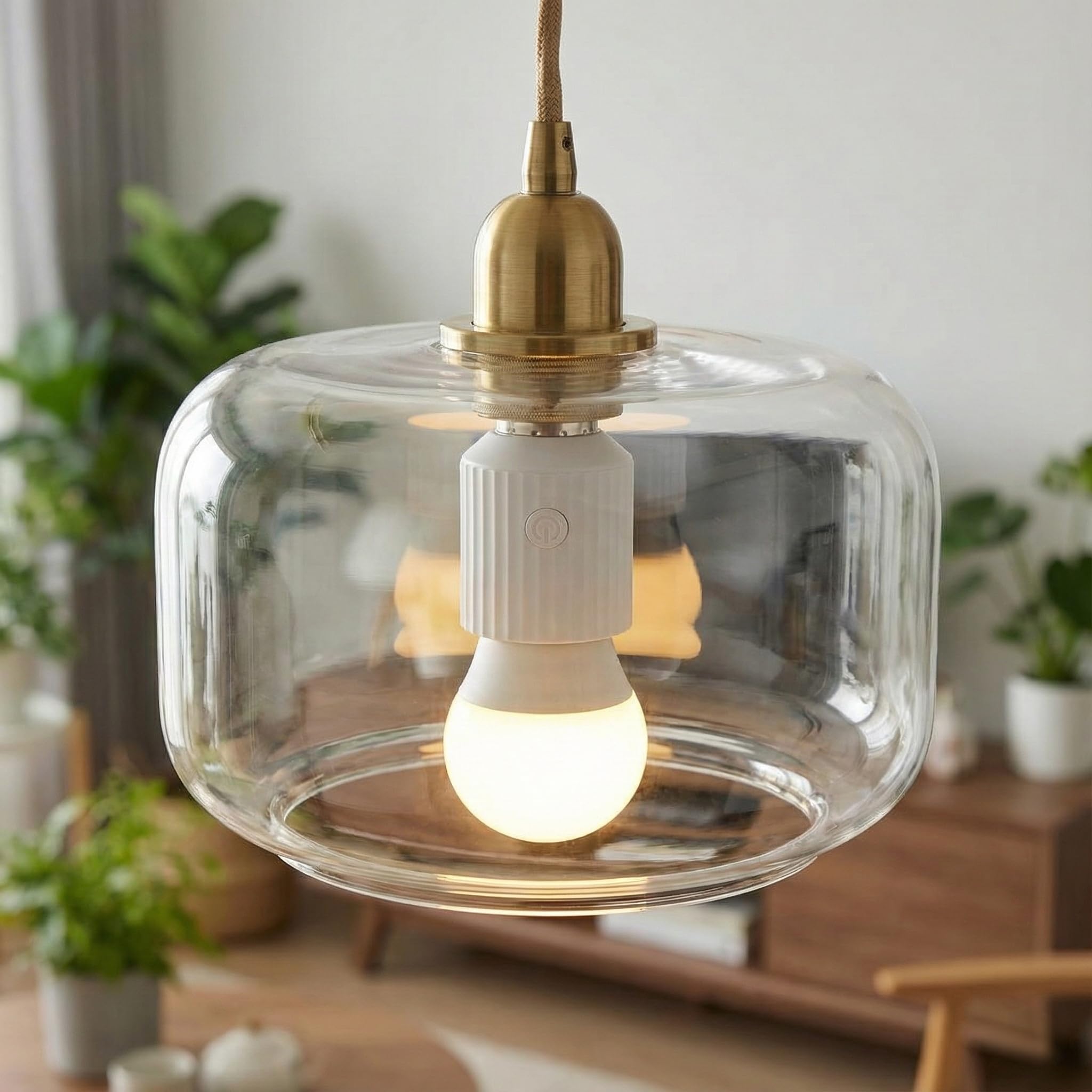 LoraTap adapter installed in a lamp for hands-free control