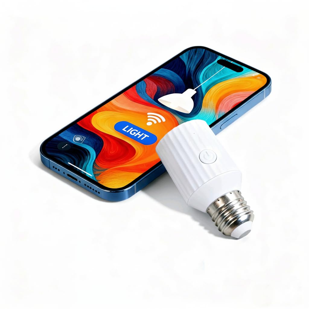 LoraTap smart Wi-Fi bulb socket adapter enabling voice control with Alexa and Google.