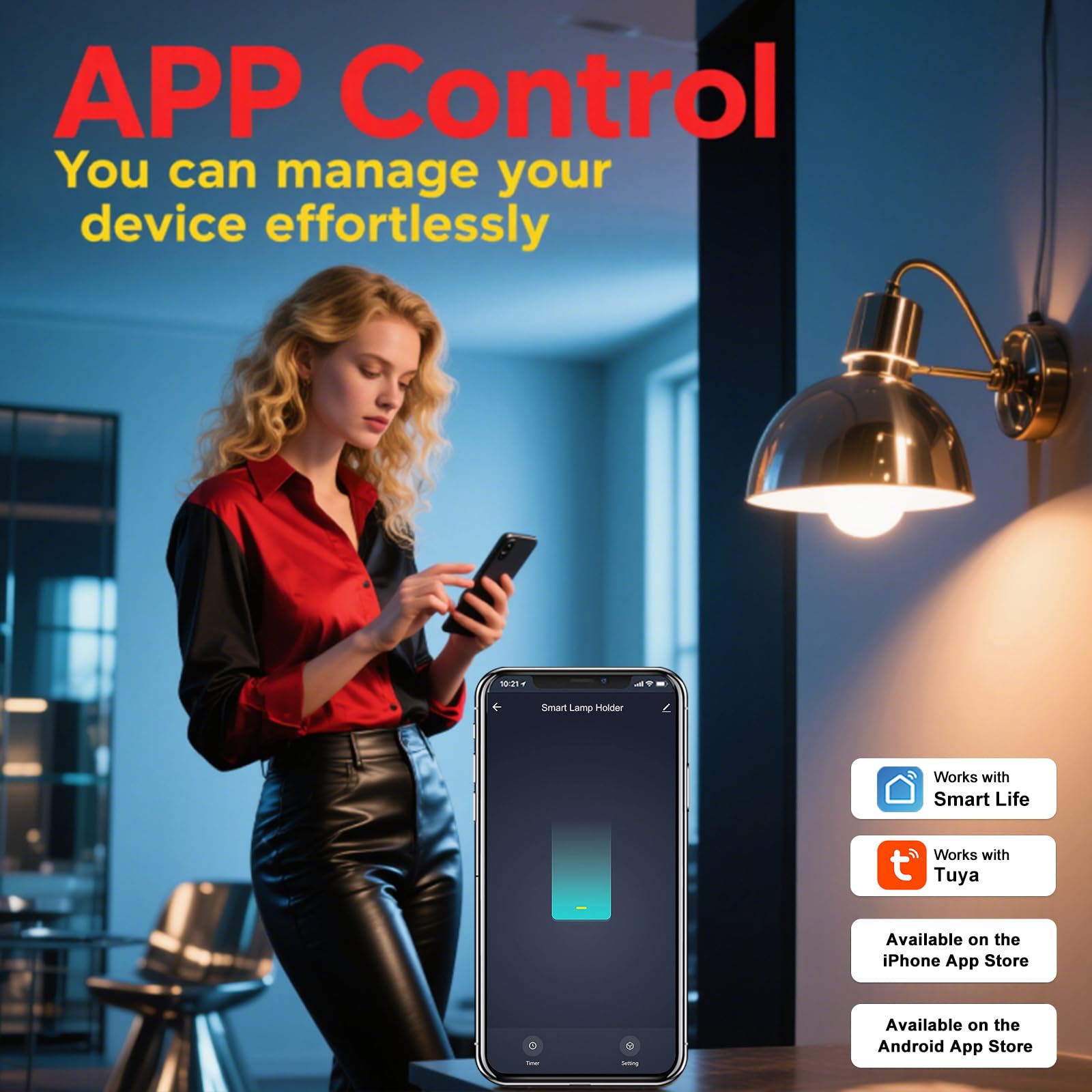 LoraTap 60W max socket compatible with incandescent and LED bulbs with heat resistance.