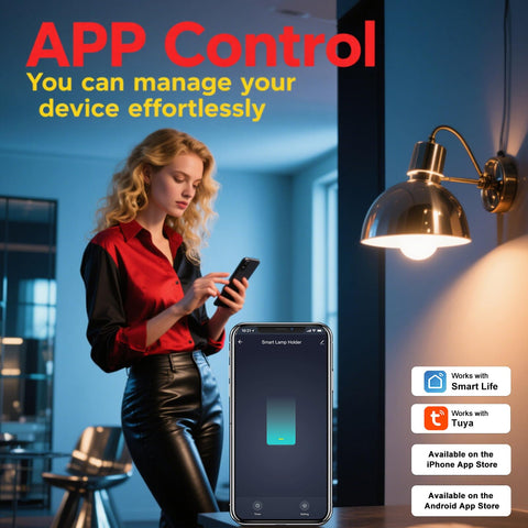 LoraTap 60W max socket compatible with incandescent and LED bulbs with heat resistance.