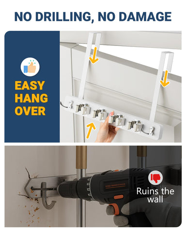 Lorbro wood broom hanger adds rustic charm while securely holding tools.