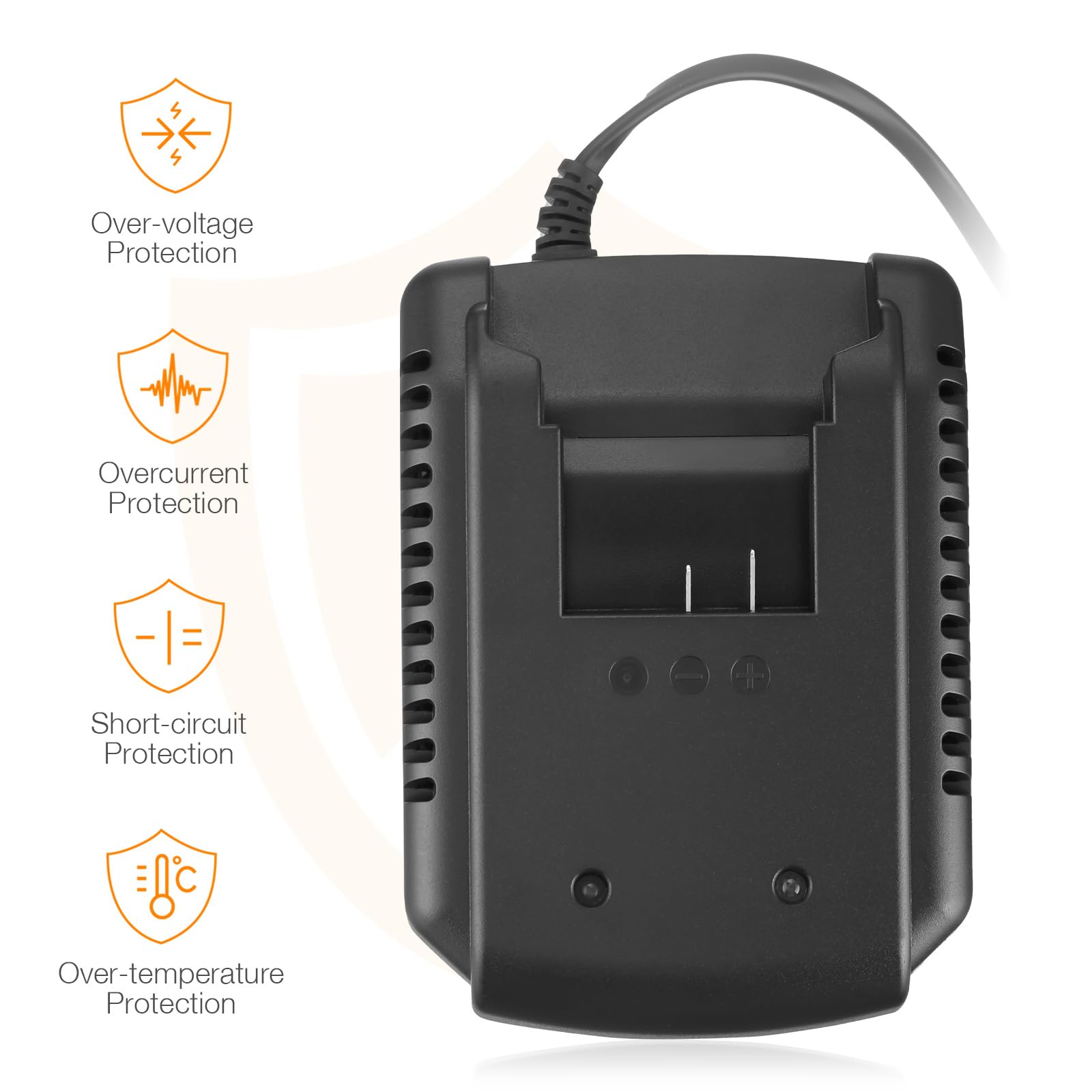 Lordone compact, portable charger design fits in any shed or garage.