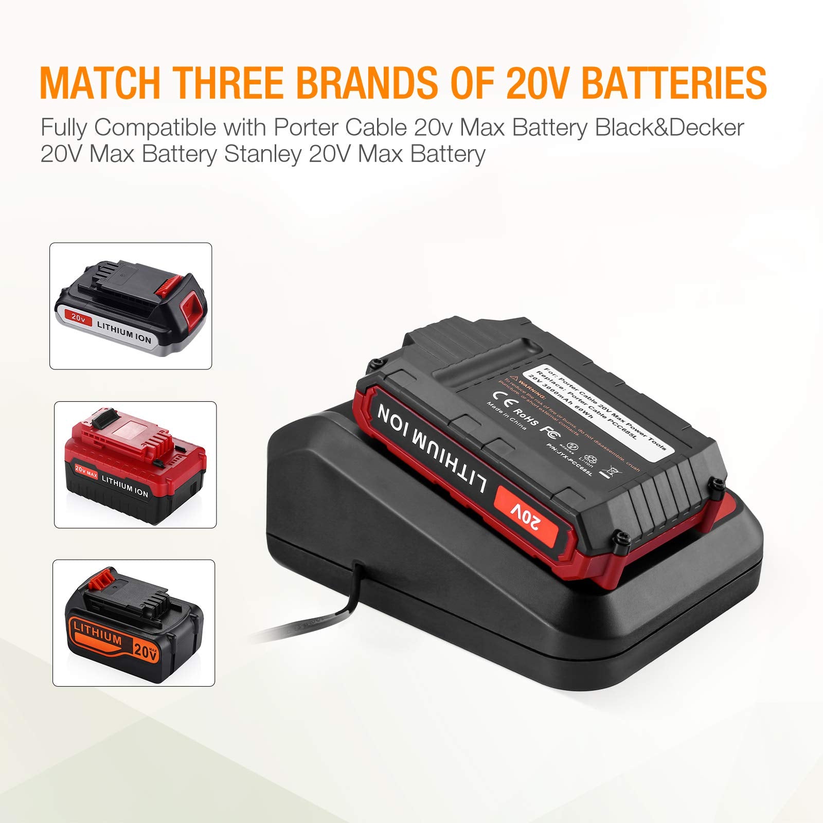 LORDONE 3.0Ah capacity for longer runtime on demanding jobs.