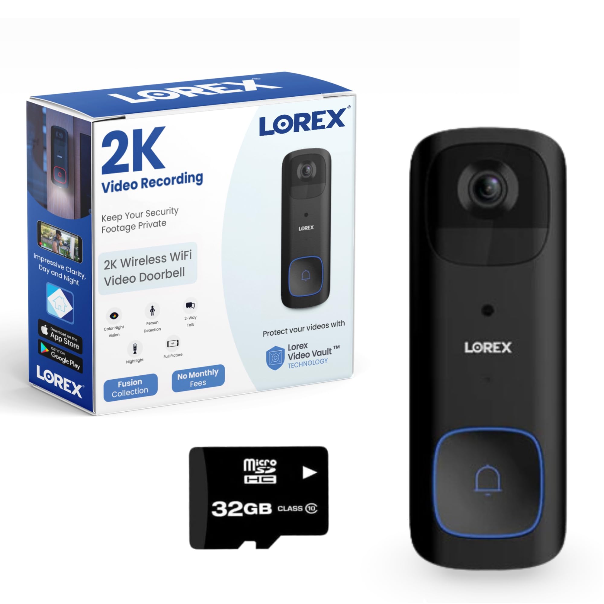 Lorex 2K doorbell front view with crisp doorstep detail for quick recognition