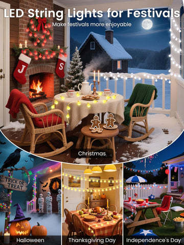 LORRYTE 46ft LED string emits a soft, warm glow for intimate spaces.