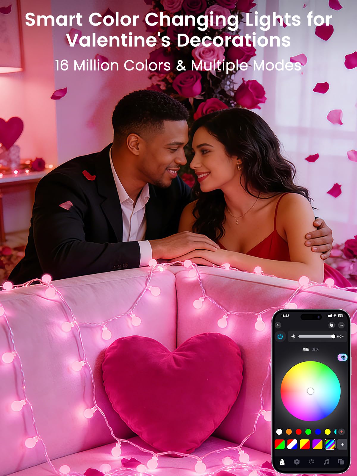 LORRYTE pink globe LEDs with remote for easy bedroom decoration.