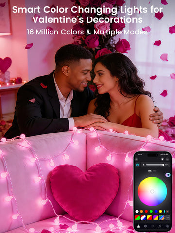 LORRYTE pink globe LEDs with remote for easy bedroom decoration.