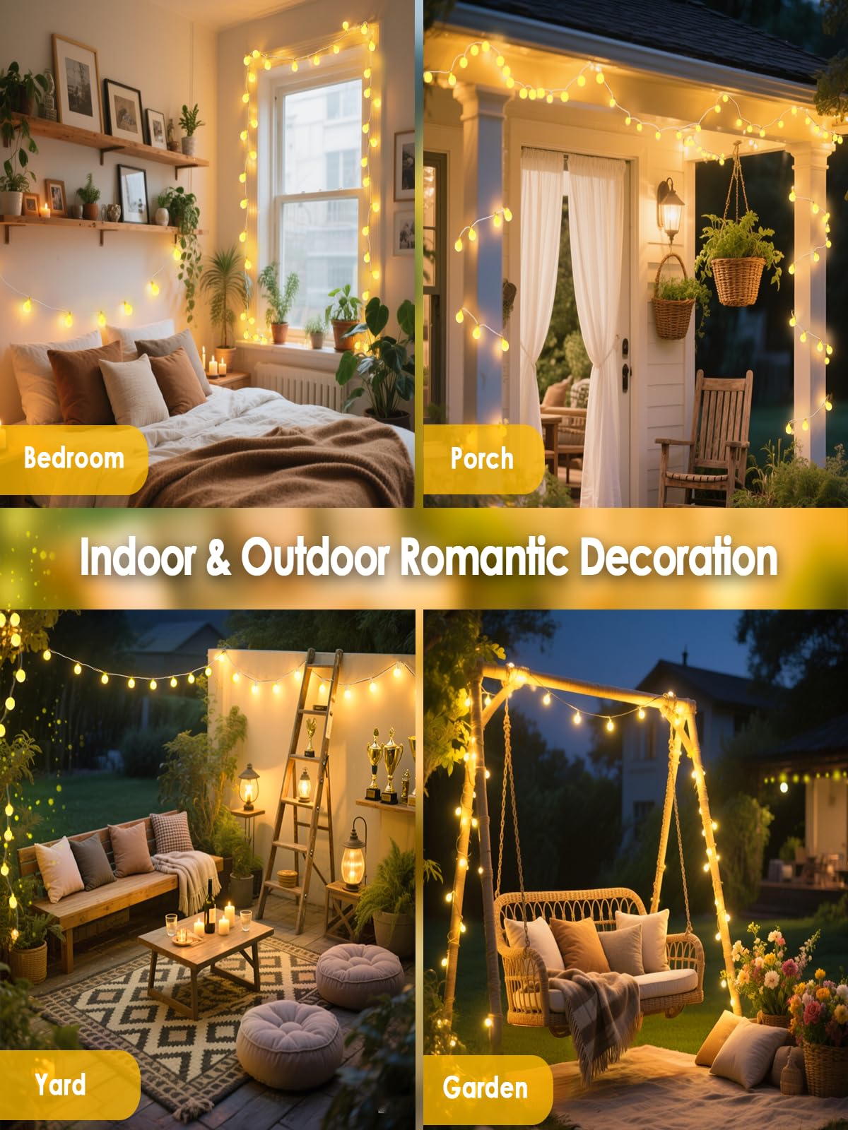 LORRYTE remote-controlled globe lights with 8 modes for flexible party lighting.