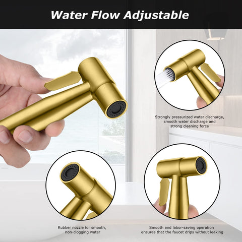 LOSCHEN gold hose-1-5m enables flexible reach during bathroom cleaning.