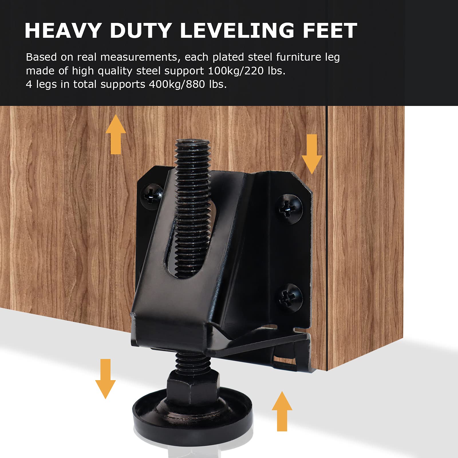 LOSCHEN leveler feet on a table showing stability on uneven floors.