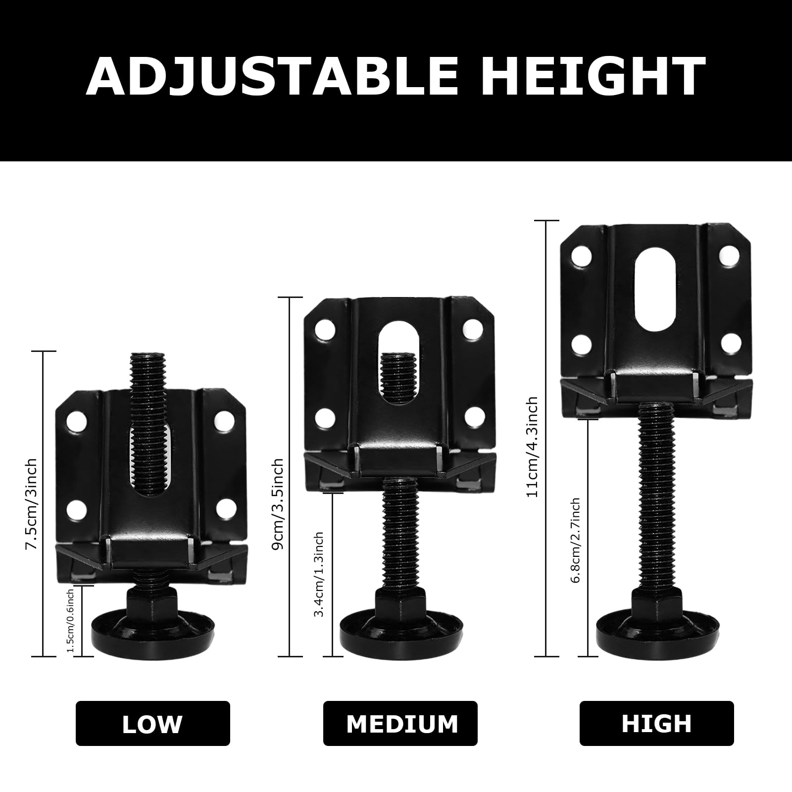 LOSCHEN anti-slip leveling foot minimizes wobble on benches.