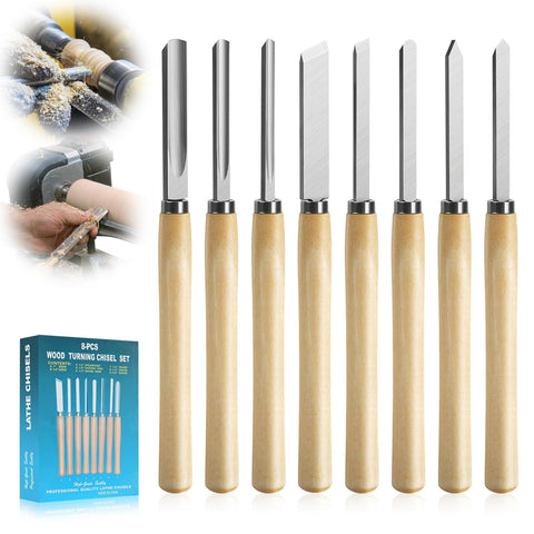 LoTanop 8 Pcs Wood Lathe Tools Set, organized kit for versatile turning projects