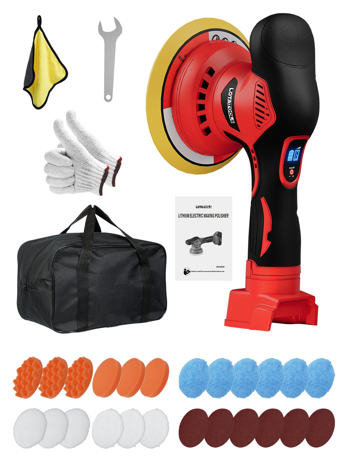 LotaTools cordless car polisher compatible with Milwaukee 18V batteries for flexible detailing