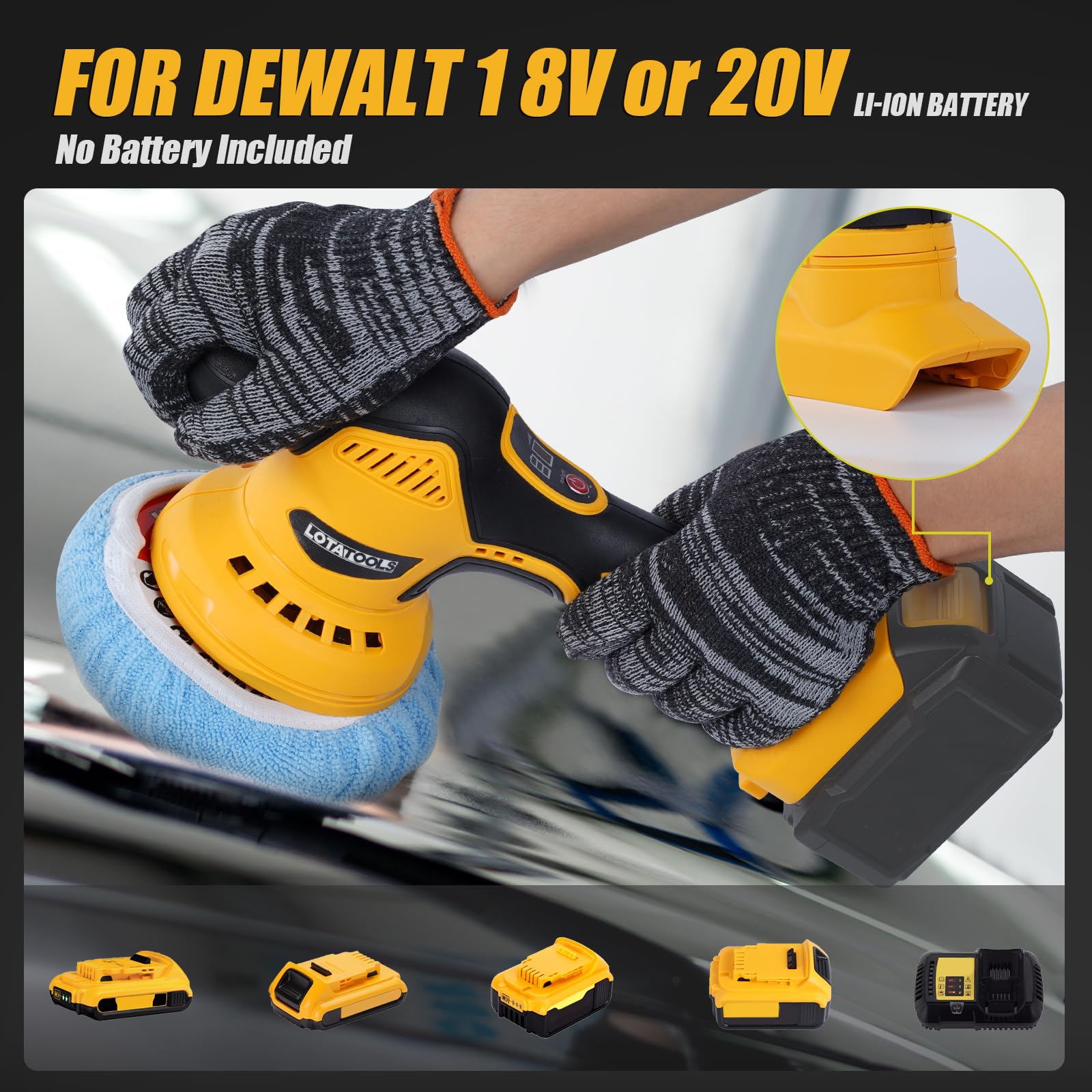 LotaTools polisher with six-speed dial enabling precise detailing.