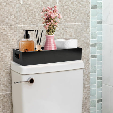 LotFancy bathroom-tray-counter neatly holds jewelry and small vanity items.