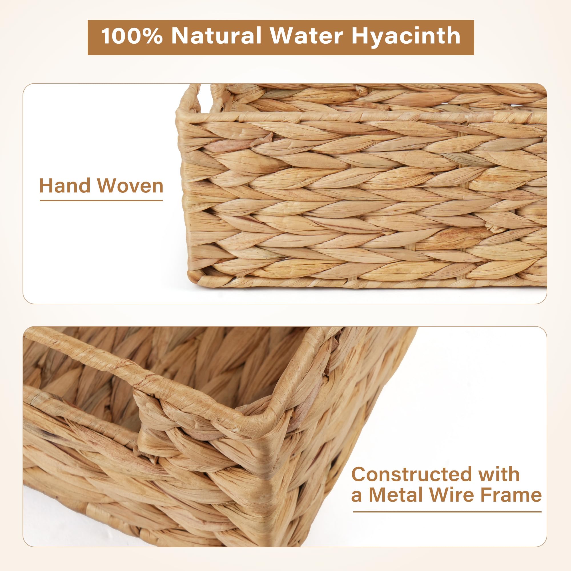 LotFancy handwoven water hyacinth material adds natural warmth to any bathroom