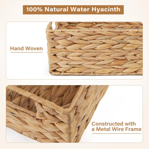 LotFancy handwoven water hyacinth material adds natural warmth to any bathroom
