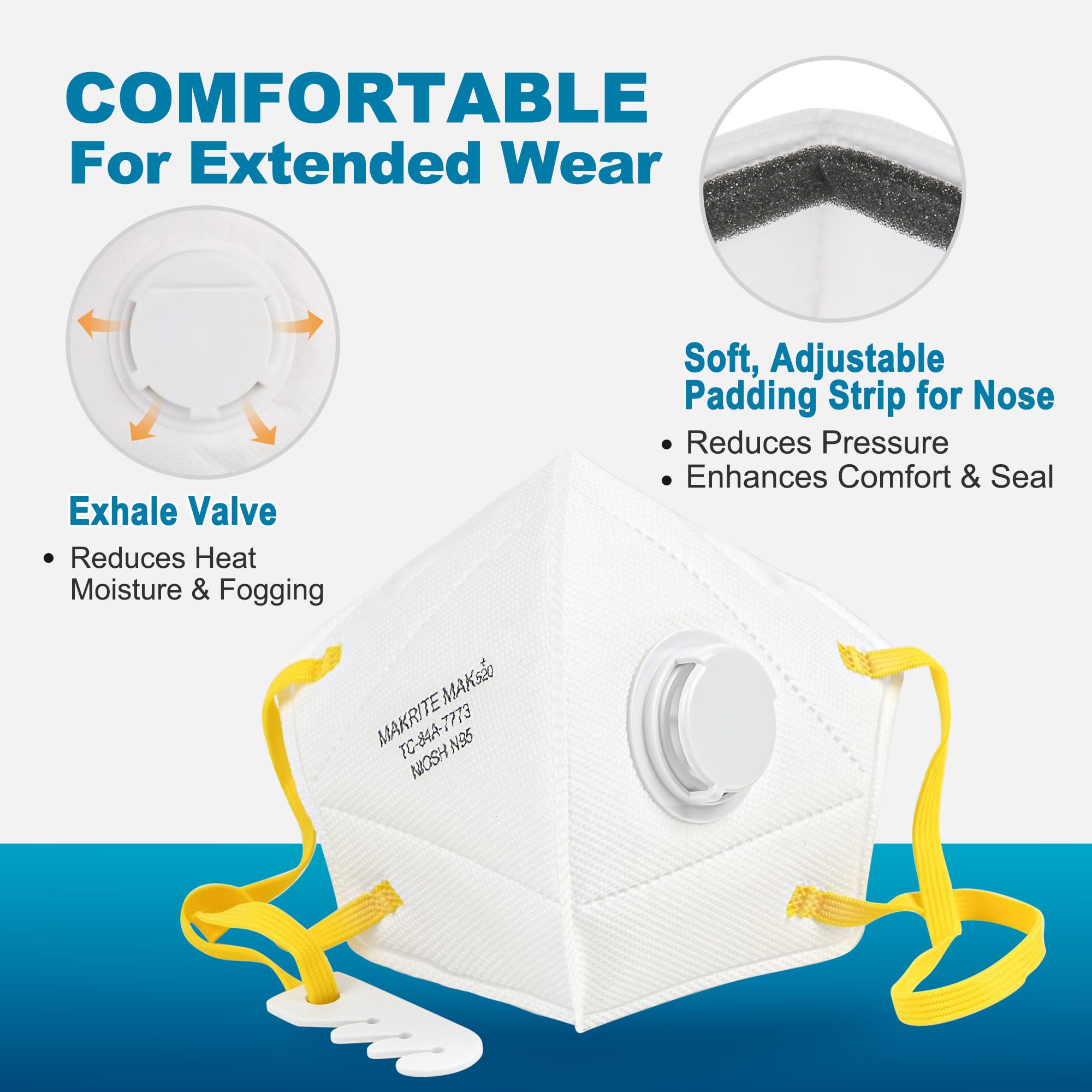 LotFancy N95 mask soft nose band for a comfortable seal